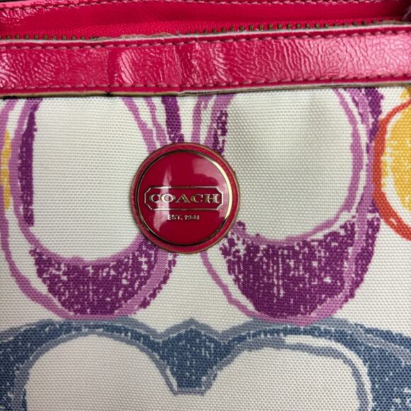 COACH Scribble Tote Bag with Hot Pink Leather Trim A1395-F21894 - Picture 2 of 13